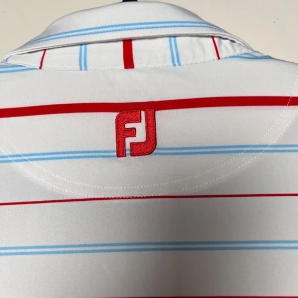 FootJoy Striped Polo Payne’s Valley Embroidered Logo Blue Red White Men’s XL - Picture 7 of 7